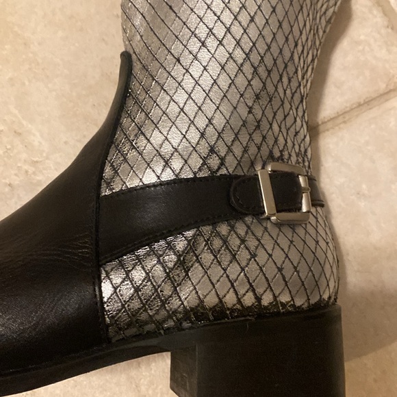 VERA GOMMA WOMEN’S BLACK/SILVER LEATHER BOOTS SIZE 38 - Picture 6 of 15